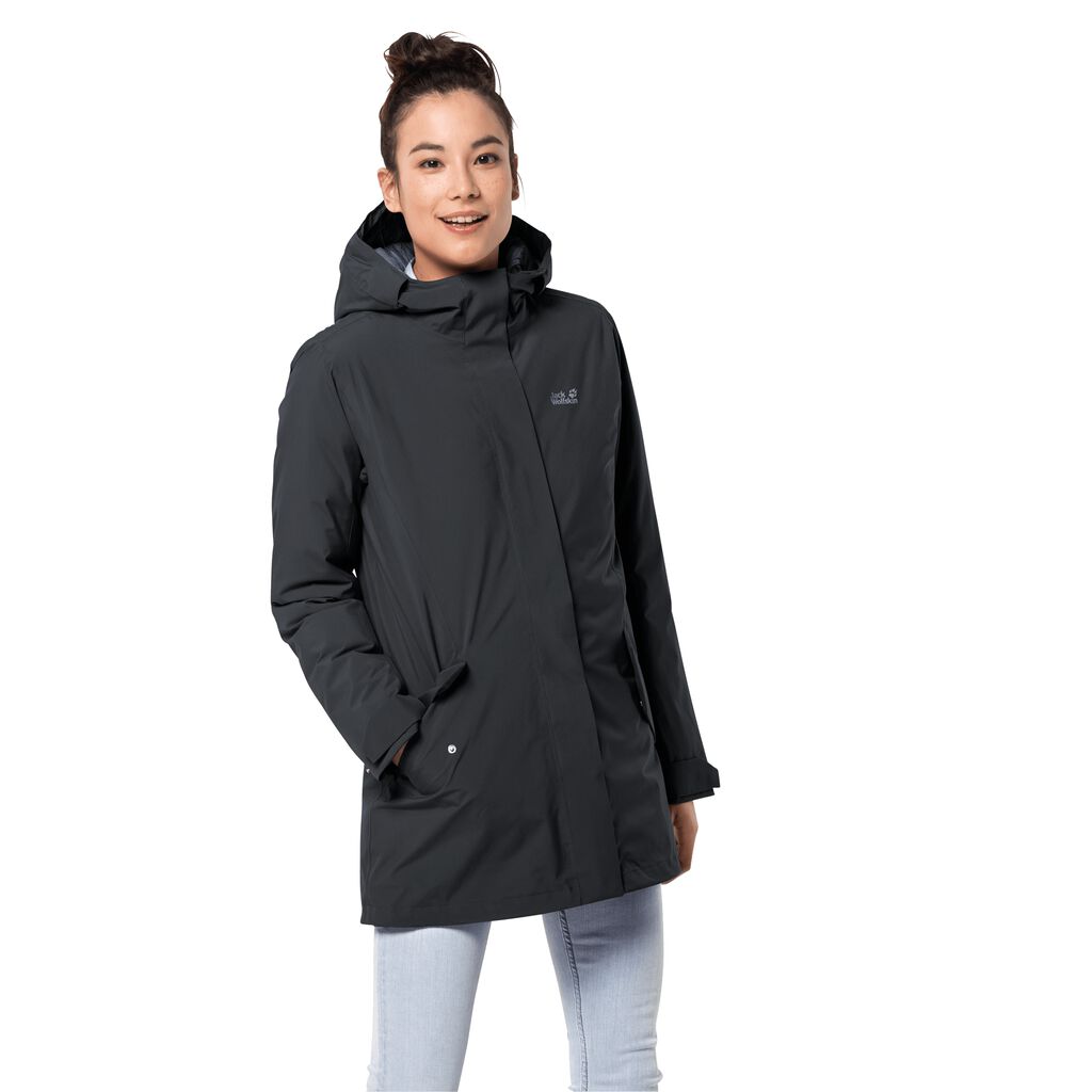 Jack Wolfskin COLD BAY Női Vízálló Kabát Fekete - DXEGHV-371